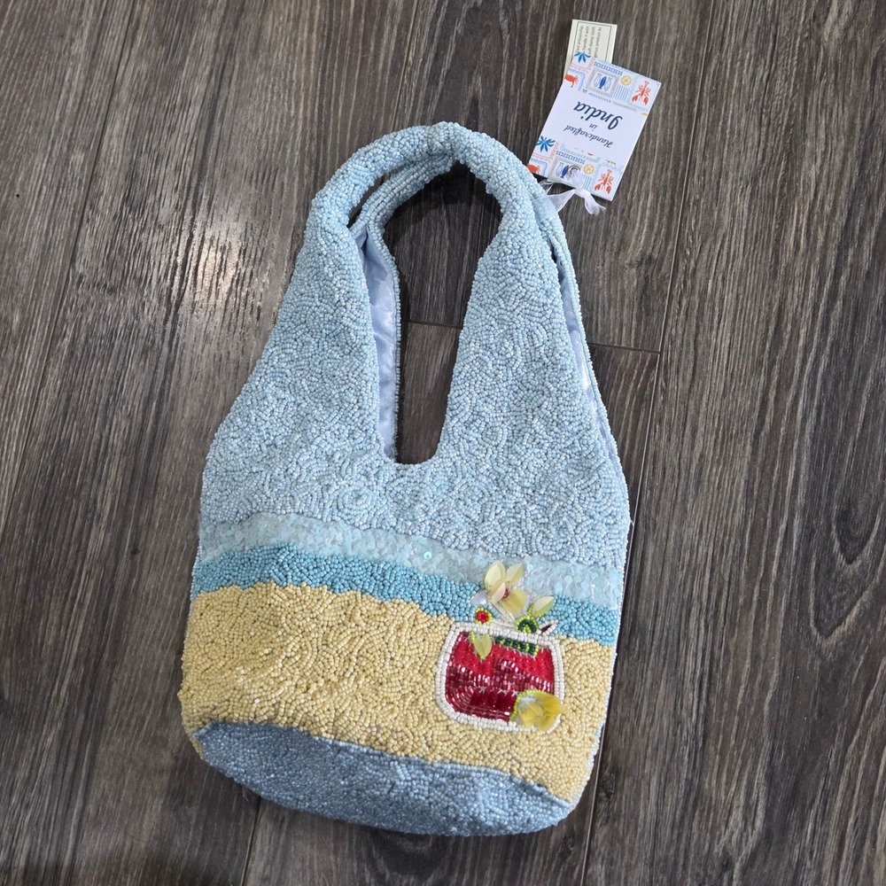 Handcrafted in India Viral Beaded Beach Bag Boho Resortcore Vacation Coastal NEW - Picture 9 of 10